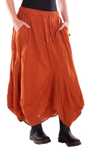 Vishes Langer Rock Damen Asymmetrisch Ballonrock Baumwolle Taschen - Alternative Mode