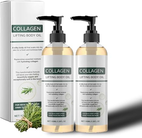 2pcs Rosemary Aceite Corporal Reafirmante con Colágeno, Colágeno Aceite Corporal Lifting, Reafirmante A-ceite para Tensar la Piel, para el Cuidado de la Piel para Cicatrices, Arrugas