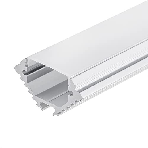 INNOVATE 2m Aluminiumprofil - Alu V-Profil Streifen Alu Leiste LED Schiene - Eckprofil für LED Stripes/Streifen (Eckprofil Alu 12mm - Opale Abdeckung milchig)