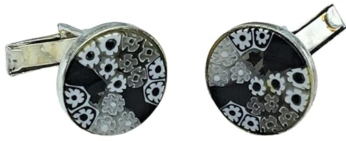 Gemelos muñequeras Cufflinks Plata 925 Murrine Multicolor Cristal de Murano Made in Italy