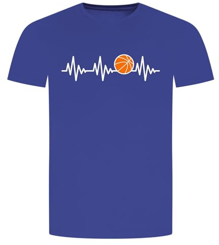 Herzschlag Basketball T-Shirt - EKG Dunking Korbleger Blau M