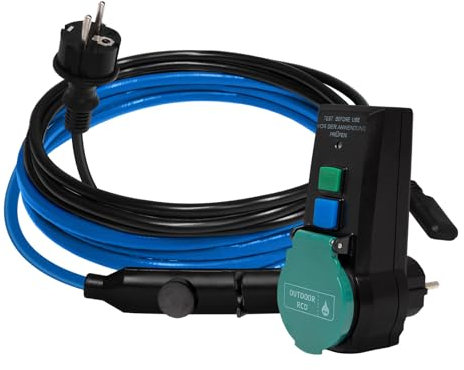 Cavo scaldante antigelo Riscaldamento ausiliario Nastro scaldante 25 m con cavo di alimentazione e spina con contatto di protezione + set interruttore differenziale