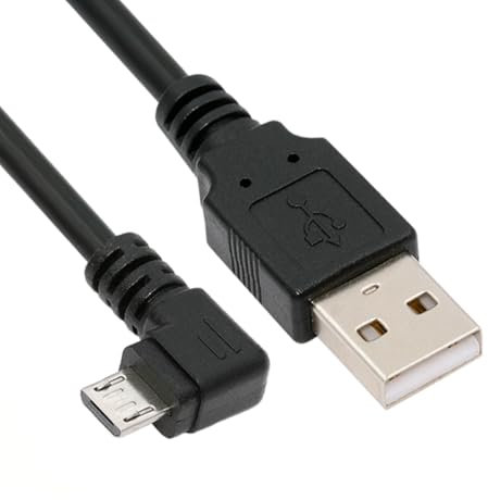 cablecc Câble de charge de données micro USB 5 broches à angle droit de 90 degrés de vers USB 2.0 pour téléphone tablette vitesse de transfert de 480 Mbps (25cm)
