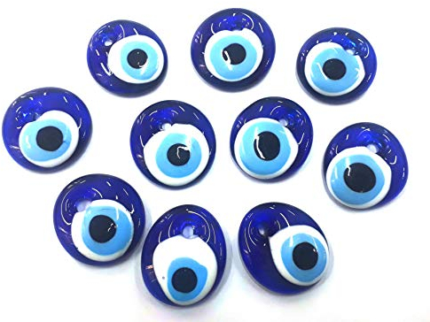 Nazar Boncuk Boncugu 2,5/3 / 4/5 cm Ojos Azules, Evil Eye, Amuleto de la Suerte Turco, Regalo para Invitados, Perlas de Cristal, decoración, Amuleto, Colgante, 5 cm, 10