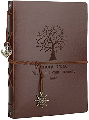AIOR Fotoalbum zum Selbstgestalten, Schwarze Seiten Scrapbook Album Groß zum Einkleben Vintage Leder Fotobuch Gästebuch Hochzeit Fotoalben, Hochzeitsalbum Weihnachten Jahrestag Geschenke, Baum