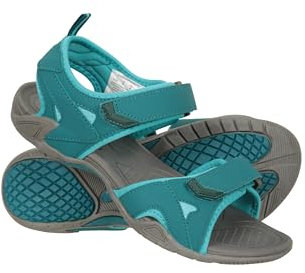Mountain Warehouse Andros Womens Sandals - Textile Lined Shoes, Hook & Loop Fastening, Phylon Footbed - For Walking, Travelling & Beach Teal Adult Shoe Size 8
