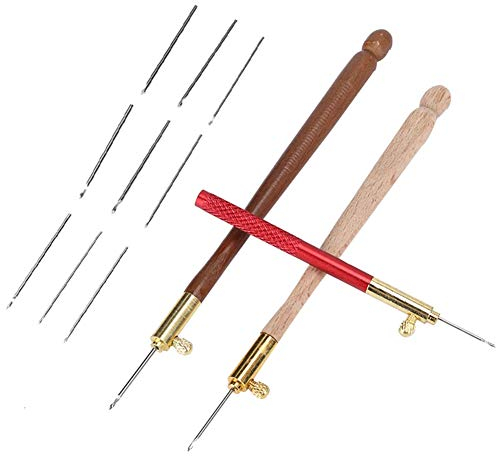 Tambour Hooks, 3Pcs Edelstahl Holzgriff Stickerei Häkelnadeln mit 9 Nadeln Französisch Tambour Perlen Pailletten Nähen Craft ToolHäkelnadeln