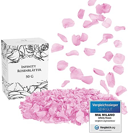 Mia Milano Rosenblätter Rosa getrocknet I Deko Geschenk für Sie I Echte Rosenblüten ideal als Hochzeit Dekoration - 3 Jahre haltbar - Romantisches Geschenk für Frauen