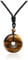 JSDDE Natural Tiger Eye Crystal Donut Pendant Necklace Reiki Healing Stone Lucky Coin Necklaces for Women Men Gift