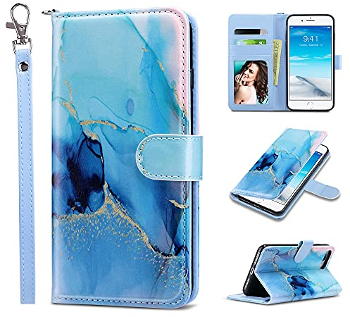 ULAK Compatible with iPhone 7 Plus/8 Plus Wallet Case for Women Girls, PU Leather Flip Cover with Card Holder Kickstand Protective Purse Case for 5.5 Inch, Marble