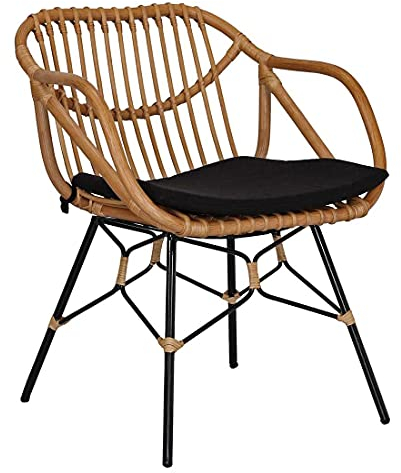 piolo Rattan Armlehnstuhl in Natur aus hochwertigem Rattan-Geflecht, gemütlicher Stuhl mit hohem Sitzkomfort im angesagten Retro-Look