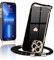 Wirvyuer Handyband Kompatibel mit iPhone 13 Pro Max Handyhülle Necklace Hülle mit Band zum Umhängen Kameraschutz Liebesherz Schutzhülle mit Kordel Silikon Umhängetasche für iPhone 13 Pro Max Schwarz