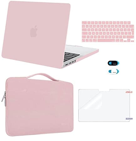 MOSISO Compatible with MacBook Pro 14 inch Case 2025 2024-2021 M4 M3 M2 M1 A3112 A3185 A3401 A2918 A2992 A2779 A2442, Hard Shell Cover&Sleeve Bag&Keyboard Skin&Screen Film&Webcam Cover, Rose Quartz