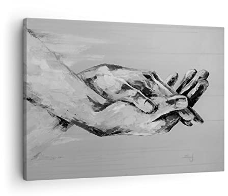 Bilder auf Leinwand Handschriftlich Hände Schwarzweiß Leinwandbild 70x50cm Wandbilder Dekoration Wohnzimmer Schlafzimmer Deko Klein Wanddeko Bild Wand Kunstdruck Art Wall Decor Canvas AA70x50-4566
