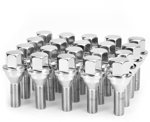 dynofit 12x1.25 OEM Lug Bolts Compatible with Jeep Dodge, 20pcs ET 28mm Shank 19mm Hex 2.45 inch Length Solid Chrome Wheel Bolt for 2015-2025 Jeep Renegade, 2018-2025 Compass, 2014-2024 Cherokee