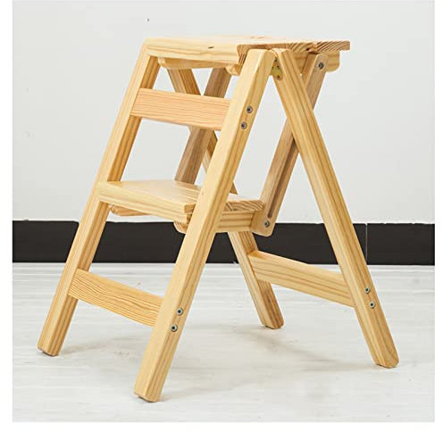 ZWLI Schritt Klapphocker Holzstuhl Stuhl für Erwachsene Kinder 2 Stufe Treppe Multifunktionales Klappstuhl Massivholz Leiter, Leichter Anti-Rutsch-Stiefstuhl Stuhl Stuhl
