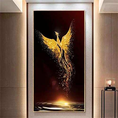 Instarry DIY 5D Diamond Painting Bilder Full Groß Goldener Phönix Wandbilder Wohnzimmer 120x60 cm
