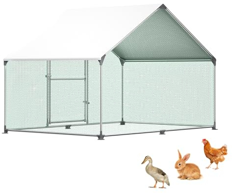 XMTECH Hühnerstall 3x2x2 m, Geflügelgehege PE-Dach, Freilaufgehege | Verzinkter Stahlrahmen, wetterfest, mit Tür & Schloss für Hühner, Enten, Gänse und Kaninchen