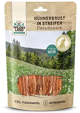 Wildes Land - Hühnerbrust in Streifen - 8 x 200 g - Hundesnack - Hundefutter - Getreidefrei