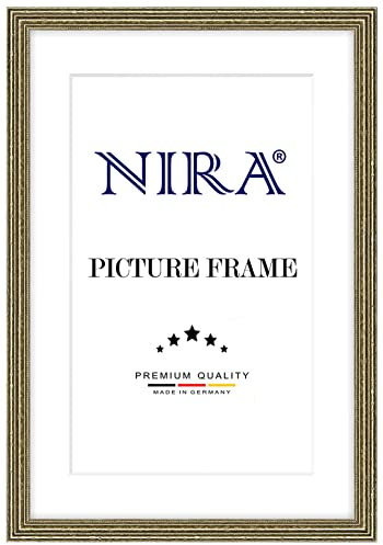 NiRa Massiv Holz Bilderrahmen Barock Antik 60 x 80 cm in Alt-Silber | Farbe und Größe wählbar | Rahmen für Poster | Puzzle | Foto collage HD088