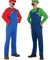 Super Brothers Cosplay Kostüme für Erwachsene Kinder, Halloween Carnival Cosplay Kostüm, Cosplay Kostüm mit Hut und Schnurrbart für Herren Damen Jungen Mädchen, Herren Rot, S
