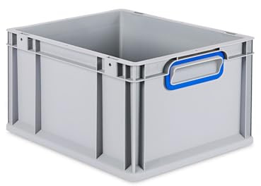 PROREGAL Eurobox NextGen Color | HxBxT 22x30x40cm | 20 Liter | Griffe blau geschlossen | Glatter Boden | Eurobehälter, Transportbox, Transportbehälter, Stapelbehälter