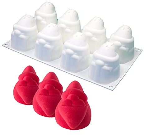 XiaoShenLu Silikon-Mousse-Kuchenform, 8 Löcher Weihnachtsmann, BPA-frei, 400 ml, Mehrere Hohlräume oder Weihnachtsmann-Form