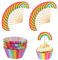 100 Stück Regenbogen-Kuchenförmchen, 24 Stück Regenbogen Cupcake Topper, Mini-Muffinförmchen, Cupcake-Dekorationszubehör, für Geburtstagsfeier, Hochzeit, Babyparty