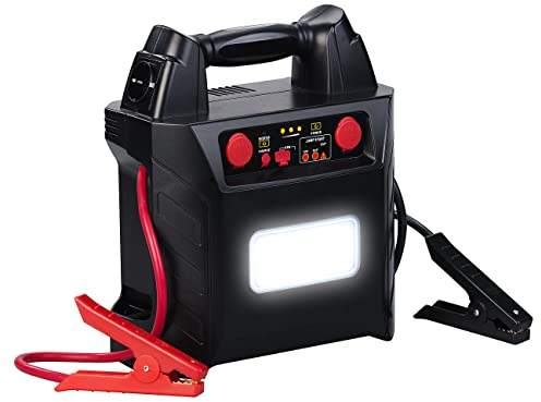 revolt Kfz Ladekabel: 5in1-Starthilfe für 12/24V & Powerbank, 230 V, Versandrückläufer (Powerstation Starthilfe, USB-Powerbank mit Kfz, Spannungswandler)