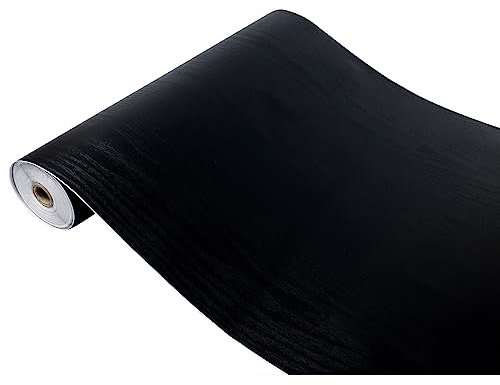 DecoMeister Vinilo Papel Adhesivo Para Muebles Imitacion de Madera Para Cocina Puerta Pared Mesa Lámina Autoadhesiva Decorativa En Rollo Para Forrar 90 x 990 cm Madera Negra