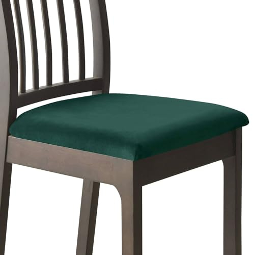 ZRCYXDW samt Esszimmerstuhl Sitzbezüge, elastischem 4 Stück Esszimmerstuhl Sitzkissen Hussen mit elastischem Boden Stuhl Sitzbezüge Stuhlbezug Sitzfläche für Restaurant-dunkelgrün-4er Set