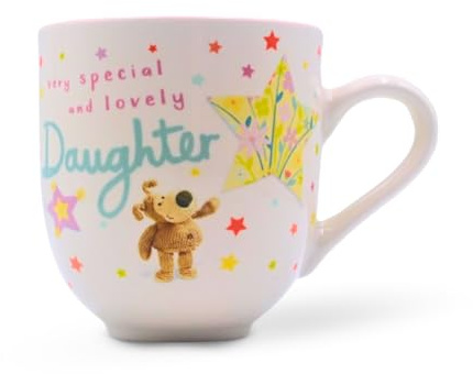 Boofle Daughter Mug 350ml Ceramic Gift Mug – Cute Boofle Dog Design, Pastel Star Pattern, Tea Coffee Mug for Daughter Birthday Christmas Gift