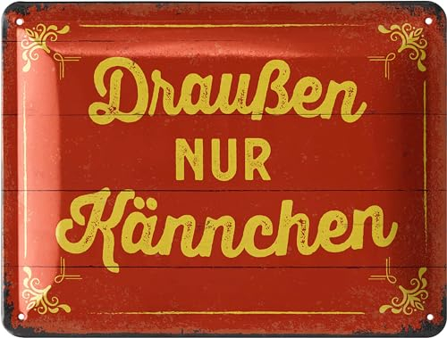 LANOLU Retro Blechschild draußen nur Kännchen, Kaffee Geschenk, Kaffee Bilder für die Küche, Kaffee Schild Küche, vintage Deko Metallschild, Kaffee-Geschenkideen, Blechschilder Küche, 15x20cm