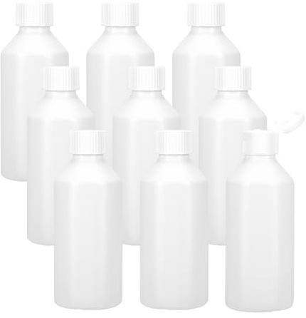 TEC 250ml Plastic Bottles White HDPE Screw Lids Caps 28mm (9) | UK Made Non Leak Chemicals 30% Recycled Empty