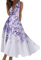 Generic Robe De Soirée Grande Taille Femme - Longue Fleurie Moulante Bohème Mariage Vintage Violet XL