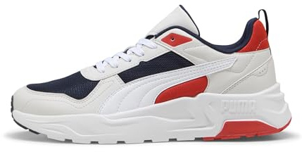 PUMA Unisex Trinity 2 LT Sneaker, Navy White-Feather Gray-RED FIRE, 44 EU