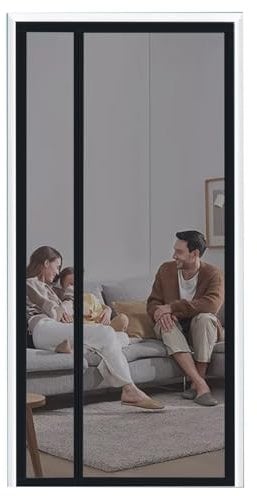 Zanzariera magnetica per porta finestra 100x235cm Porta scorrevole, Porta d'ingresso, Oscillante, Avvolgibile, Roulotte, Balcone, Camper Nero