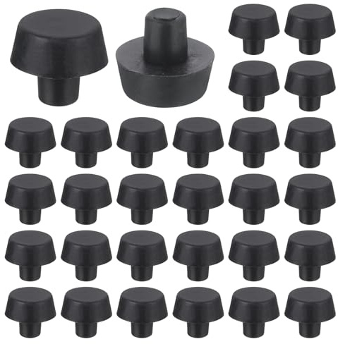 sourcing map 30 Stück Gummi-Vorbau-Stoßstangengleiter, Glasplatten-Tisch-Stoßstangen mit Stiel, rutschfeste Terrassentisch-Abstandshalter für Möbel, 0,6 cm Loch, schwarz