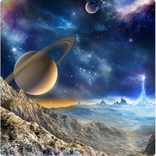 Fototapete 3D Effekt Tapete Vliestapete Wandbild Tapete 3D Weltraum Planet Landschaft Foto Wandmalerei Wohnzimmer Kinder Schlafzimmer Dekor 300Cm(W)*210Cm(H)