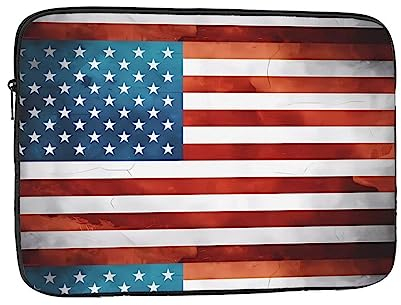 Laptoptasche mit amerikanischer USA-Flagge, strapazierfähig, für die meisten Laptops und iPads, stoßfest, schlanke Hülle, 25,4 cm (10 Zoll)