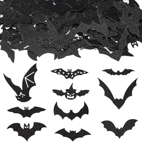 GoldRock Glitzer Fledermaus Deko Halloween Tischdeko Groß 4,8-6 cm,100 Stück Fledermaus Konfetti Halloween Deko,Fledermäuse Halloween Streudeko,Horror Halloween Party Deko,Streudeko Halloween Konfetti