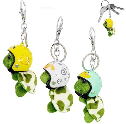 WUSANNA 3 Stück Schlüsselanhänger Schildkröte,Schildkröte Schlüsselanhänger Schildkröte Anhänger, Personalisierte Mini-Süße Plüsch-Cartoon-Anhänger-Schildkröte mit Hut für den Heimgebrauch