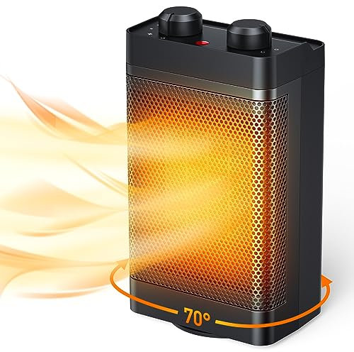 Radiateur Soufflant, 1500W, 3 Modes, Chauffage Électrique en Céramique, Oscillant à 70°, Protection Contre la Surchauffe et l'Inclinaison, Chauffage d'Appoint pour le Chauffage et les Cadeaux