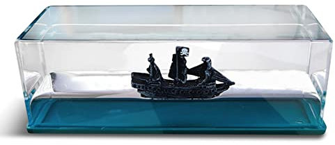 Nadsrpn Pirate Ship Model in Fluid Drift Bottle, Wavy Boat in a Box, Unsinkable Craft Ornament for Living Room