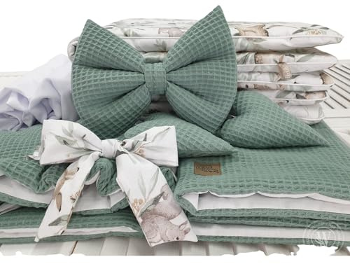 WIKLINOPOL IRENEUSZ ZYGMUNT WICKER WOOD BABY 2000 EU Bettwäsche-Set 5-TLG. für Babys- & Kinder, Waffelstoff Bettwäsche für Kinderbetten, Bettbezug mit Bettlacken, viele Farben (Rehlein)