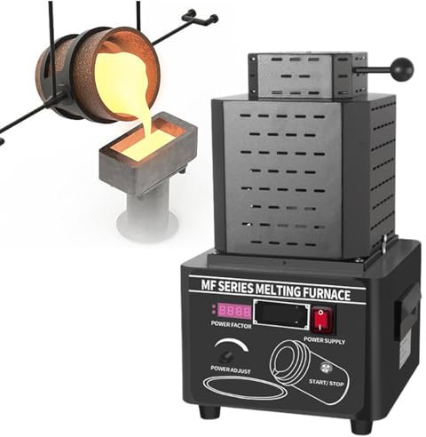 Lakenbroade Four de Fusion d'or 5KW 2912F Fusion Rapide Argent Cuivre Fer Aluminium Étain Électromagnétique avec creuset en Graphite Conception sûre Large Application,red-2kg