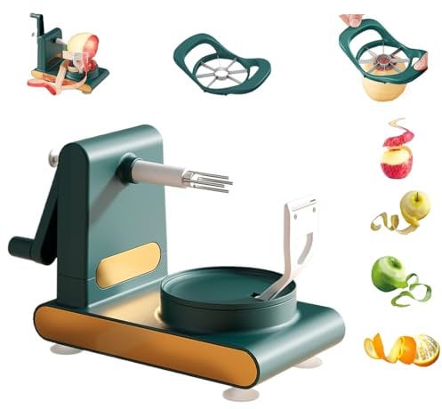 Beachersett Multi-Fruit Peeler 2.0,Hand Crank Multi-Fruit Peeler Machine with Powerful Suction Base,Home Essentials Multi-Fruit Peeler 2.0,Multi Fruit Peeler,Fruit Peeler Machine (Dark Green)