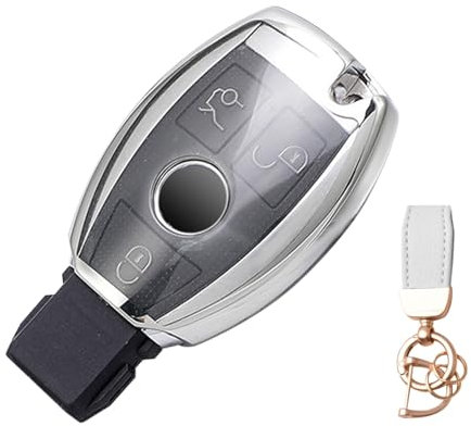 NEUHOO Accessoires de voiture compatibles avec Mercedes Classe V Vito W447 2014-2023 - Coque de clé et porte-clés - En silicone - Argenté