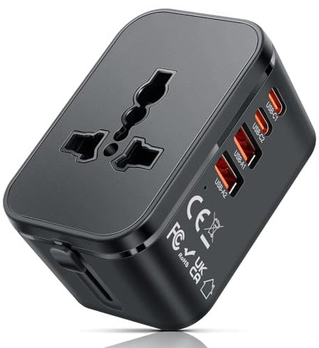 Romon Adattatore Universale da Viaggio, Presa Universale da Viaggio GaN20W con 2 USB, 2 USB C e 1 CA, Adattatori Universali Viaggio Chargeur Universel Elettrica Travel Adapter per EU US UK AU