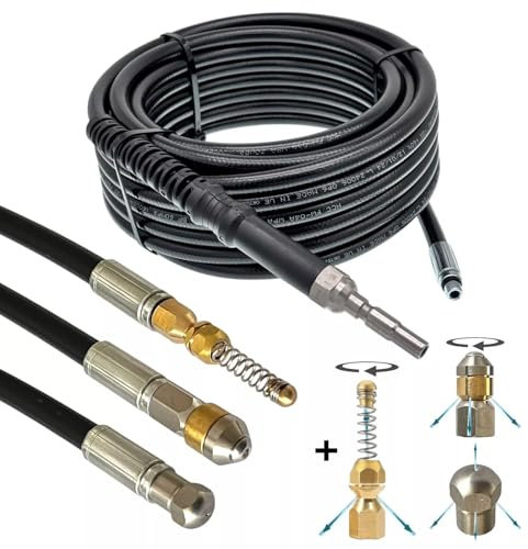 Rohrreinigungsschlauch für Kränzle DN10 K1050 X-Serie Verstopfung Abfluss Düsen Kanalratte flexible Reinigung Rohrreinigungsset (Set - Starr & rotierend & Spiral, 5 Meter)